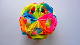 Кусудама шар из бумаги. Елочная оригами игрушка