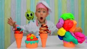 Дети САМИ приготовили мороженное из пластилина ПЛЕЙ ДО Play Doh Ice cream Для детей kids children Рома и Хелпик 19 серия