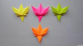 Лист Клена. Оригами кленовый лист. Осенние поделки