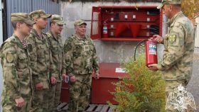 В Управлении Росгвардии по Тюменской области проведена практическая тренировка при возникновении условного пожара