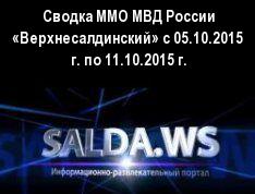 Сводка ММО МВД России «Верхнесалдинский» с 05.10.2015 г. по 11.10.2015 г.