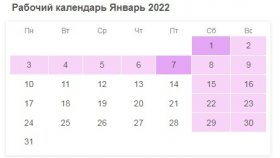 Праздничные и выходные дни в январе 2022