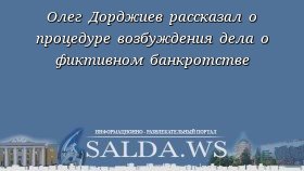 Олег Дорджиев рассказал о процедуре возбуждения дела о фиктивном банкротстве
