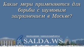Какие меры применяются для борьбы с шумовым загрязнением в Москве?