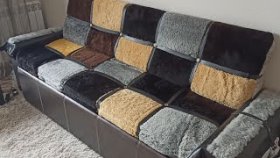 Восстанавливаем обшивку старого дивана мехом.