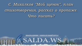 С. Михалков &quot;Мой щенок&quot;, план стихотворения, рассказ о пропаже. Что писать?