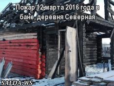 Пожар 12 марта 2016 года в бане, деревня Северная